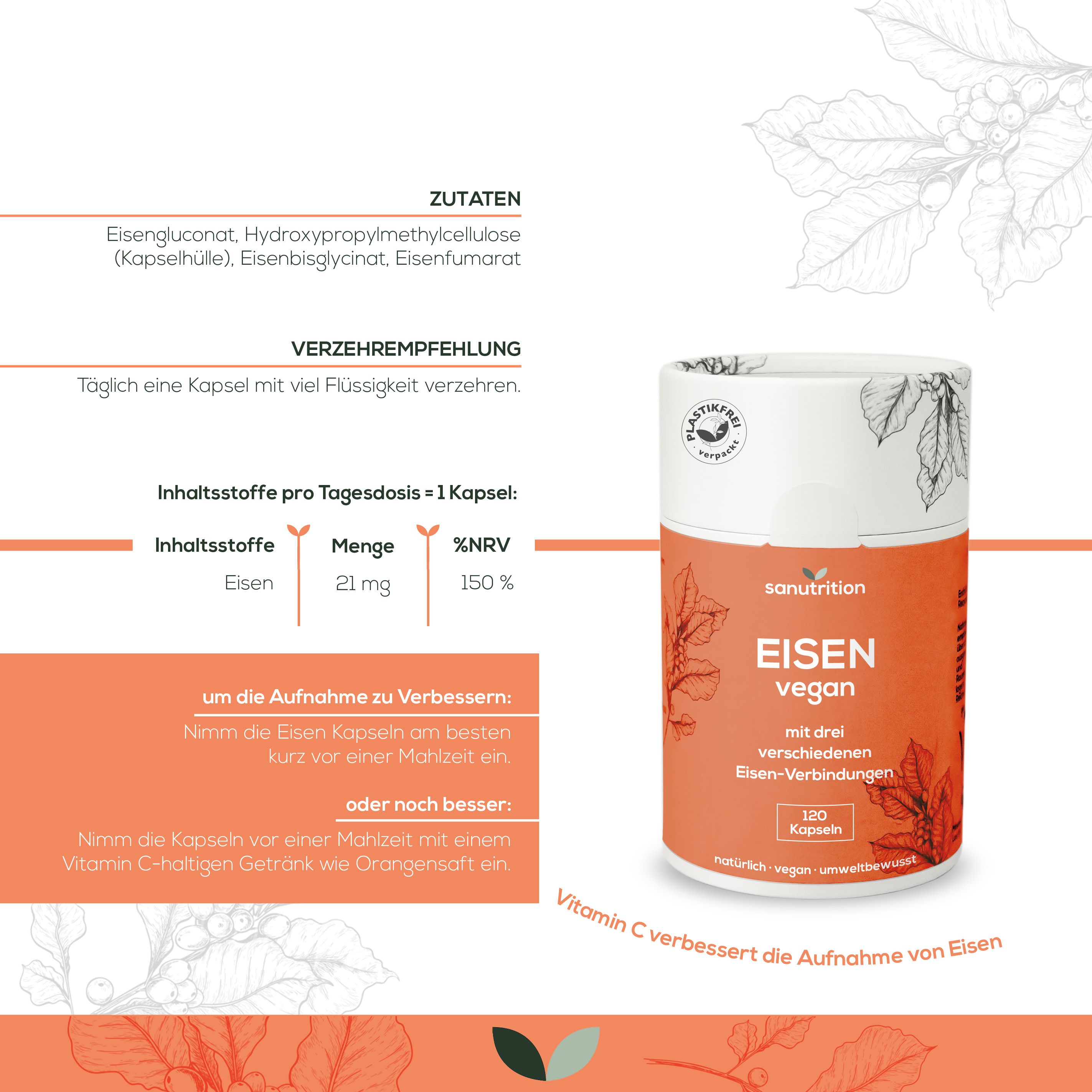 Sanutrition® - Eisen vegan 21 mg