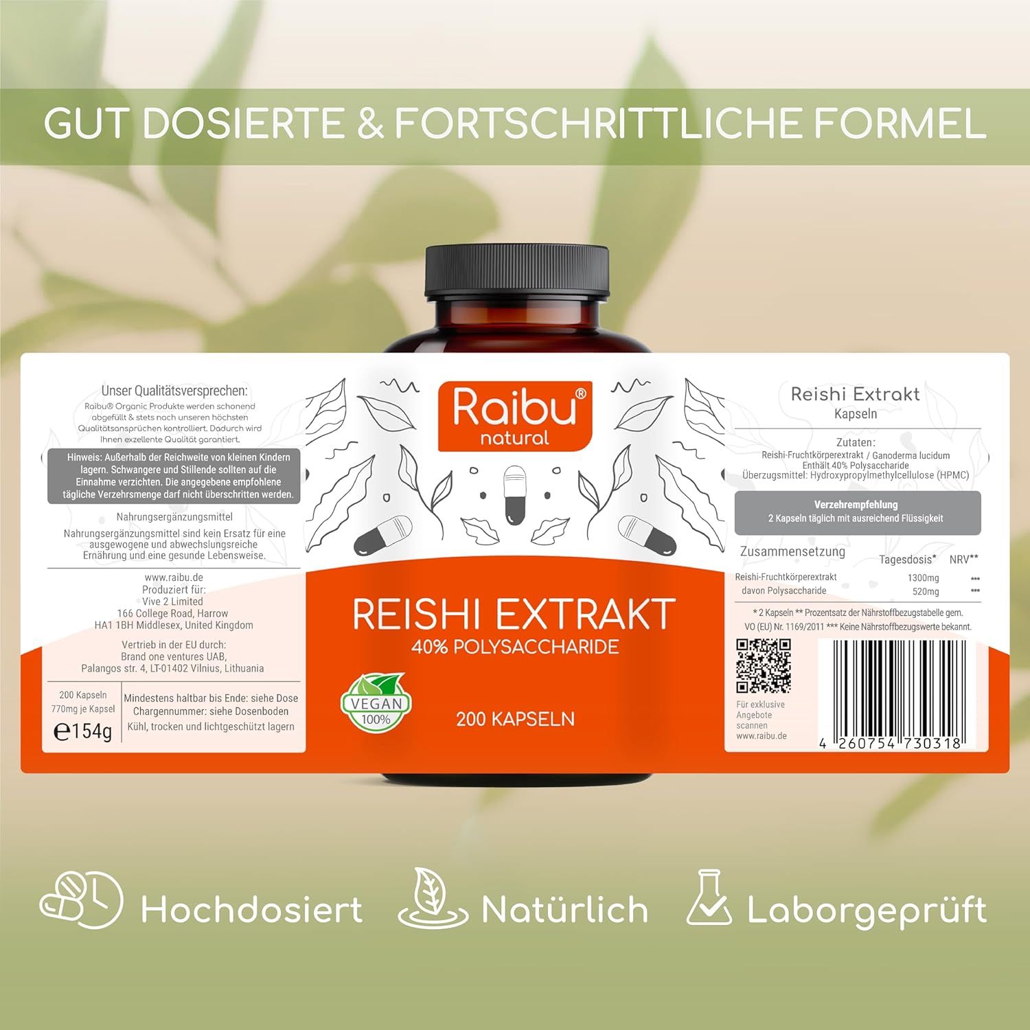 RAIBU Reishi Pilz Extrakt hochdosiert