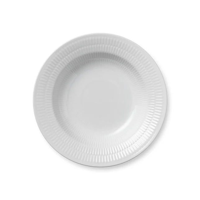 Royal Copenhagen  Hvid Riflet dyb tallerken - 21 cm.