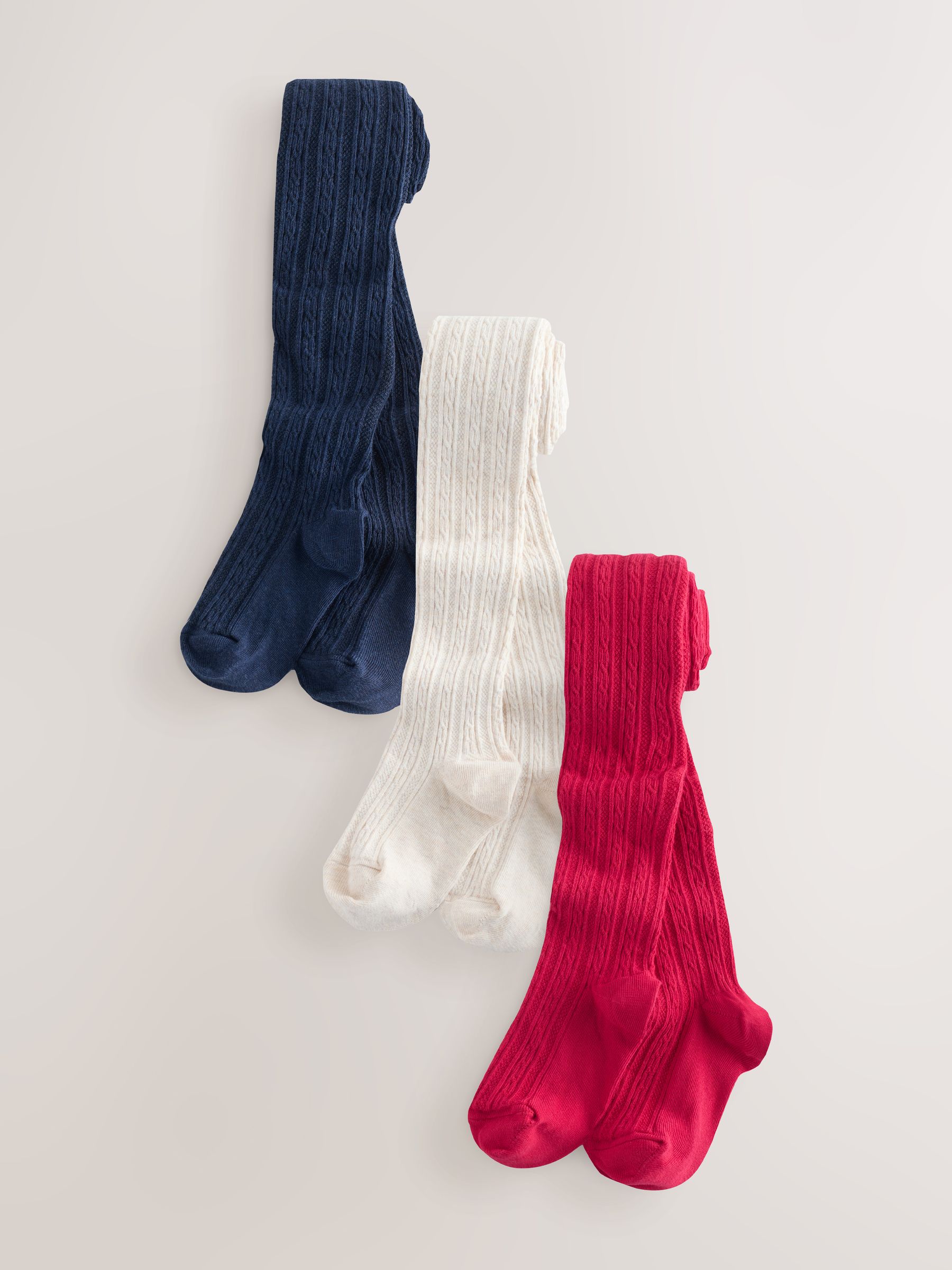 Rood, Crème en marineblauw - Verpakking van 3 kabelmaillots met hoog katoengehalte