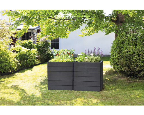 Klassieke verhoogde tuinbak GARANTIA ERGO Vario 2 incl. Flora waterbesparend systeem 120 x 80 x 75 cm steen