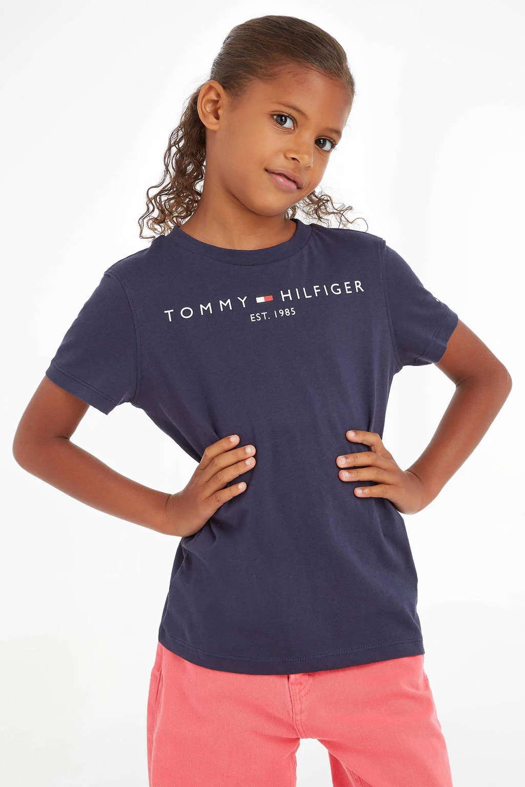 Tommy Hilfiger unisex T-shirt van katoen donkerblauw
