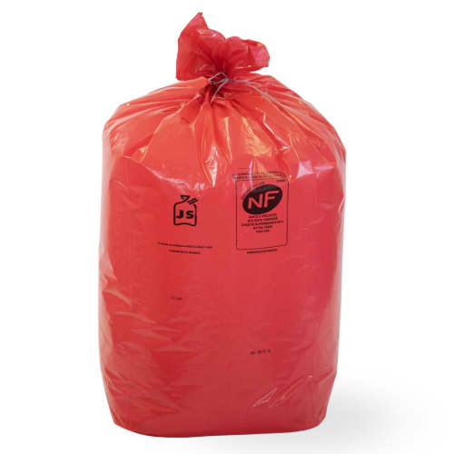 Sac plastique PE BD 110L rouge 32µm NF Jet'Sac
