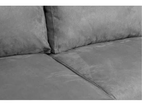 Canapé panoramique Oslo convertible avec coffres, poufs à gauche - Simili/Microfibre - Blanc/Gris - L311 x P146 x H81cm - Loungitude