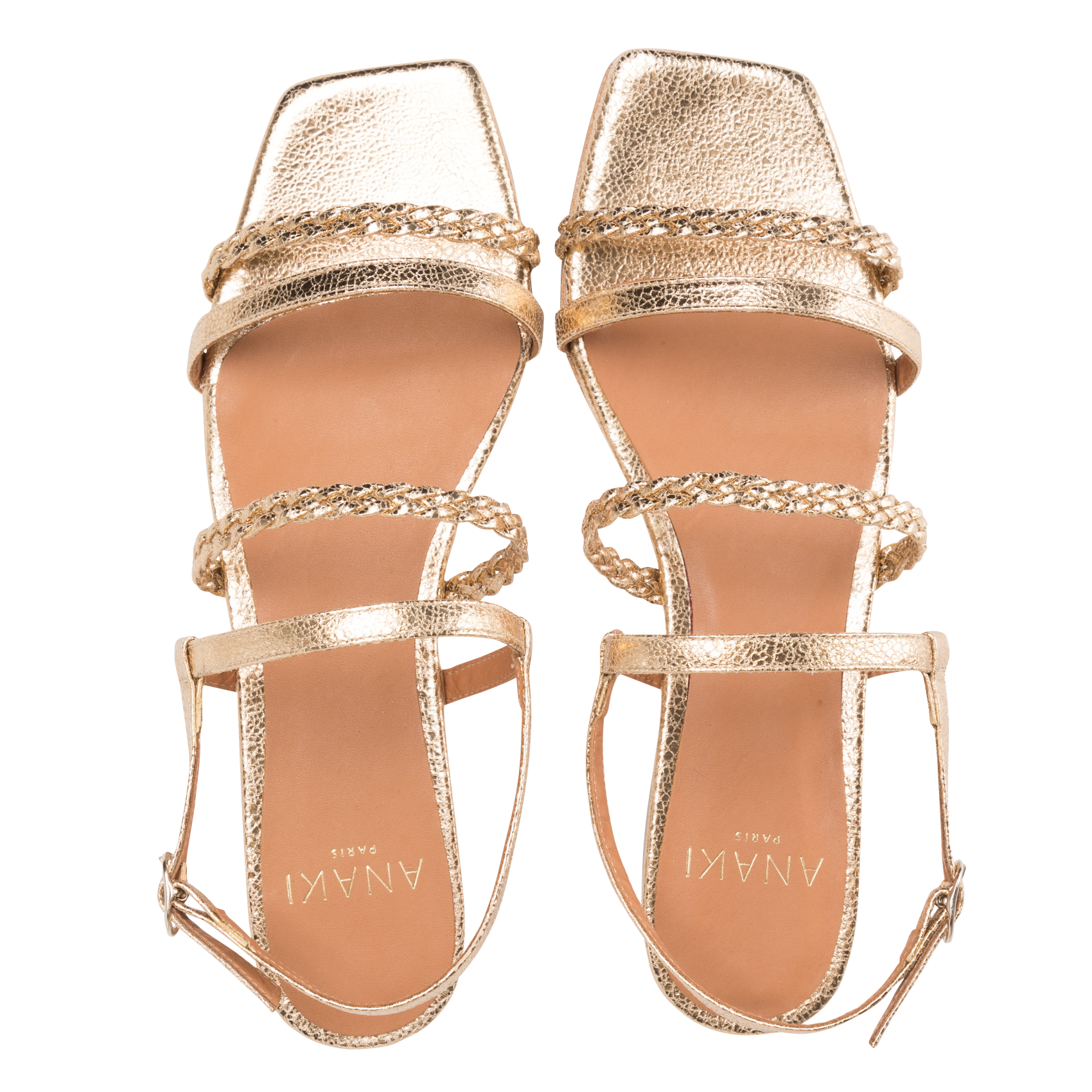 ANTONIA - Sandales plates en cuir| Doré