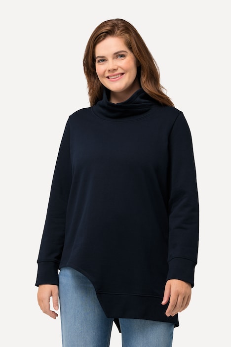 Long-Sweatshirt, Cut-Out, Stehkragen, Langarm, Biobaumwolle