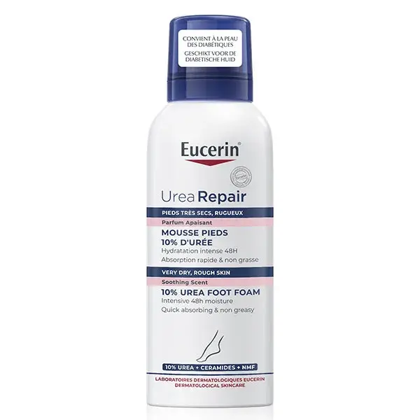 Espuma para os pés Eucerin UreaRepair Plus com 10% de ureia para pele seca, 150ml