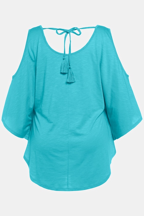T-Shirt-Kimono, A-Linie, Cut-Outs, Rundhals, 3/4-Arm