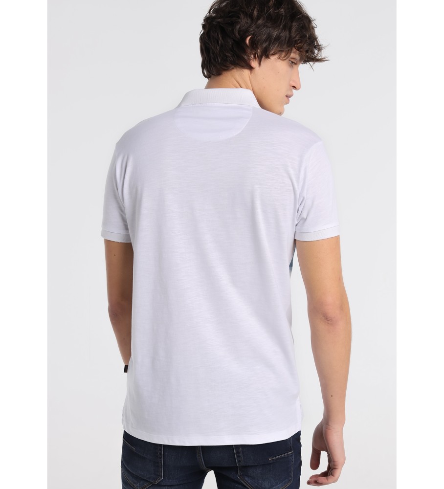 Polo Six Valves Brush Print Water Denim Branco
