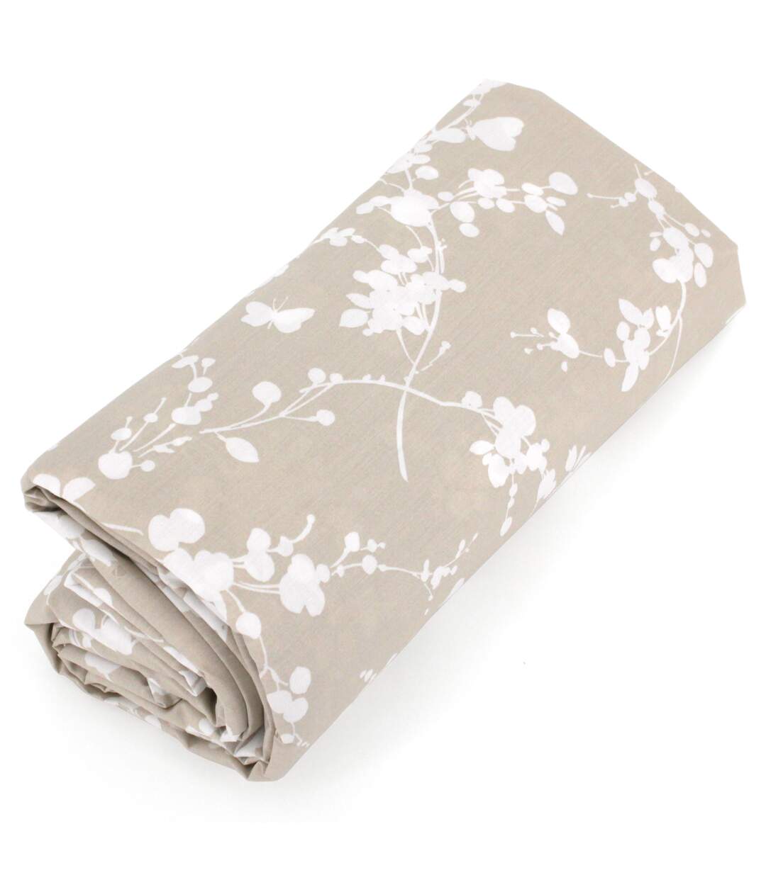 Drap housse imprimé 90x190 cm percale de coton BEL AMOUR beige Bonnet 30 cm