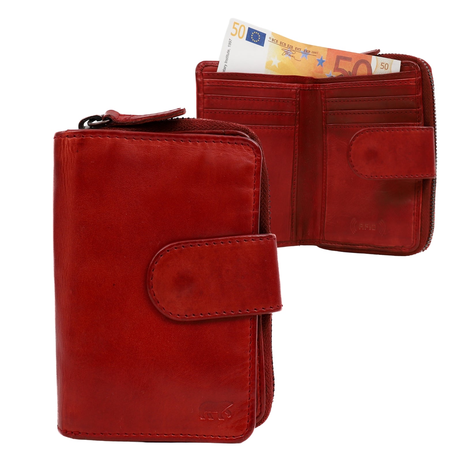 Ritsportemonnee 'Loet' rood Rood