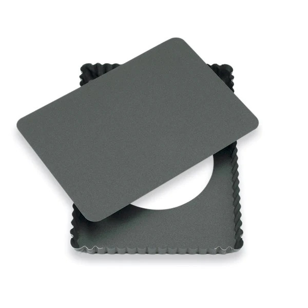 Moule à tarte amovible rectangle acier revêtu anti-adhérent bords cann