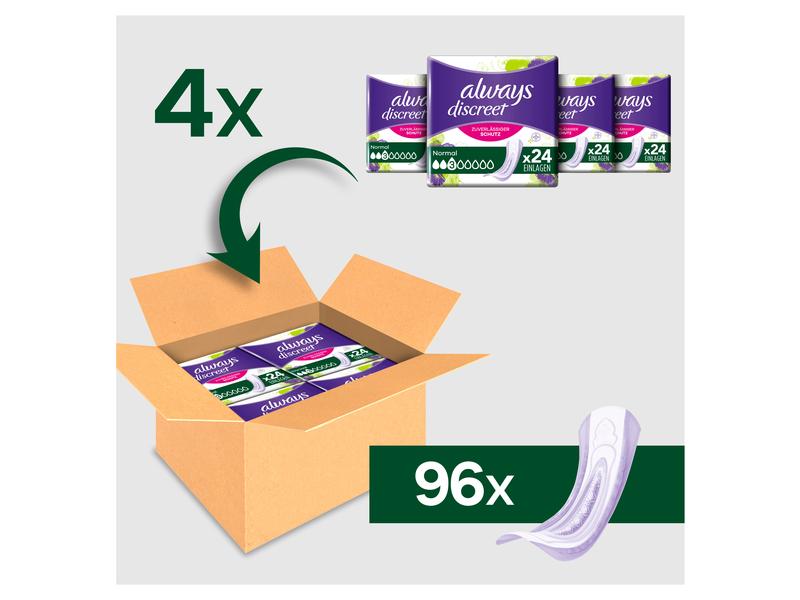 Always Inkontinenz Einlagen Discreet Normal 96 Stück Hochwertige Inkontinenzeinlagen für zuverlässigen Schutz