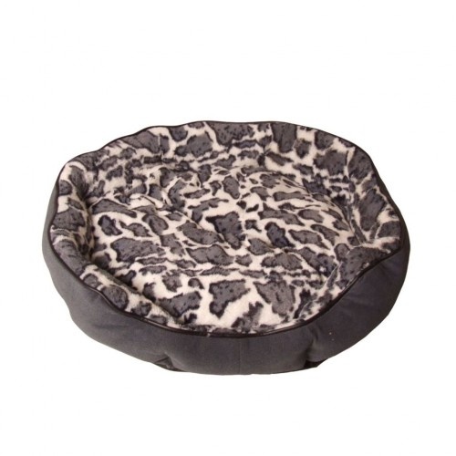 Cama macia estampada para animais de estimação na cor preta.