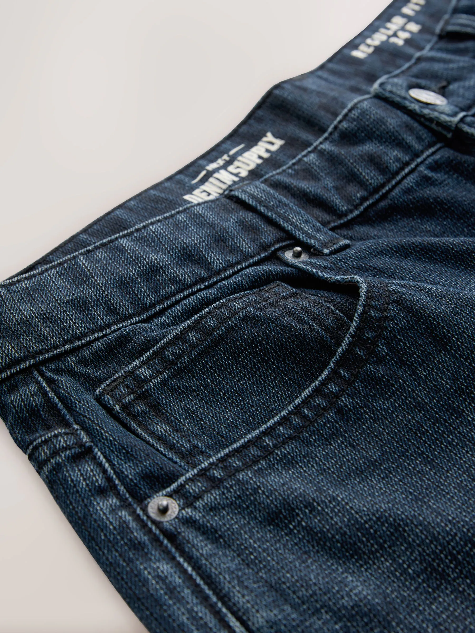 Inktblauw - Textured Denim Jeans