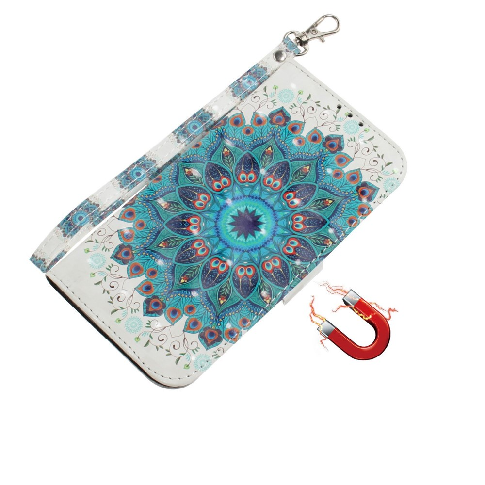 Samsung Galaxy S23 Ultra 5G Leder Tasche mit Kartenfächern - Pfauenfedern
