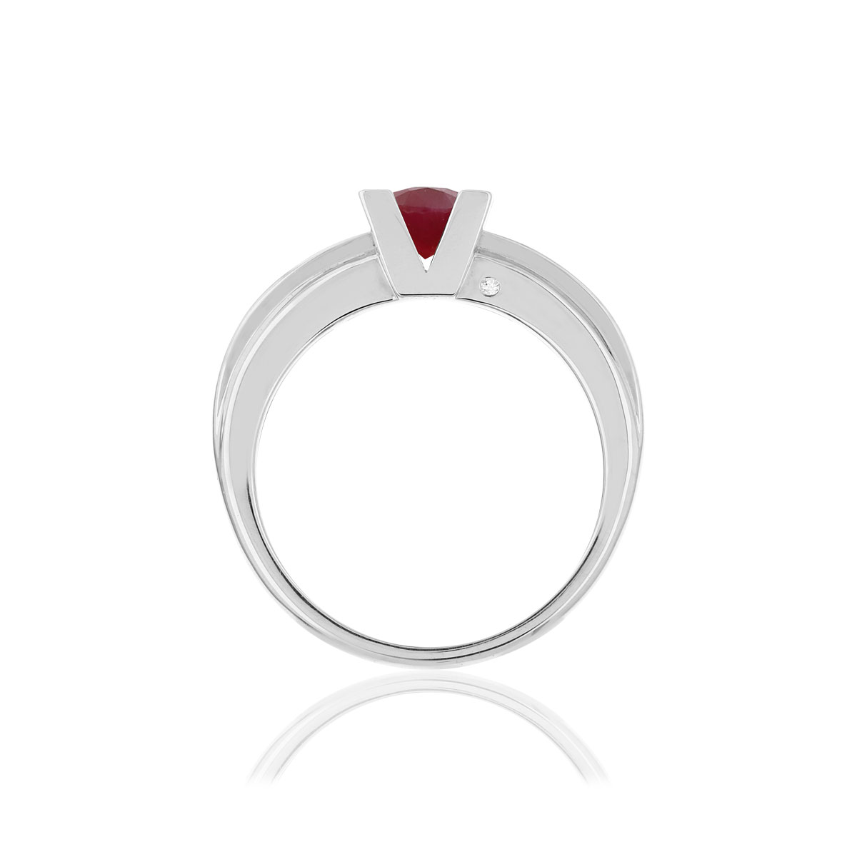 Bague VAN BRILL or blanc 750, rubis, diamants.
