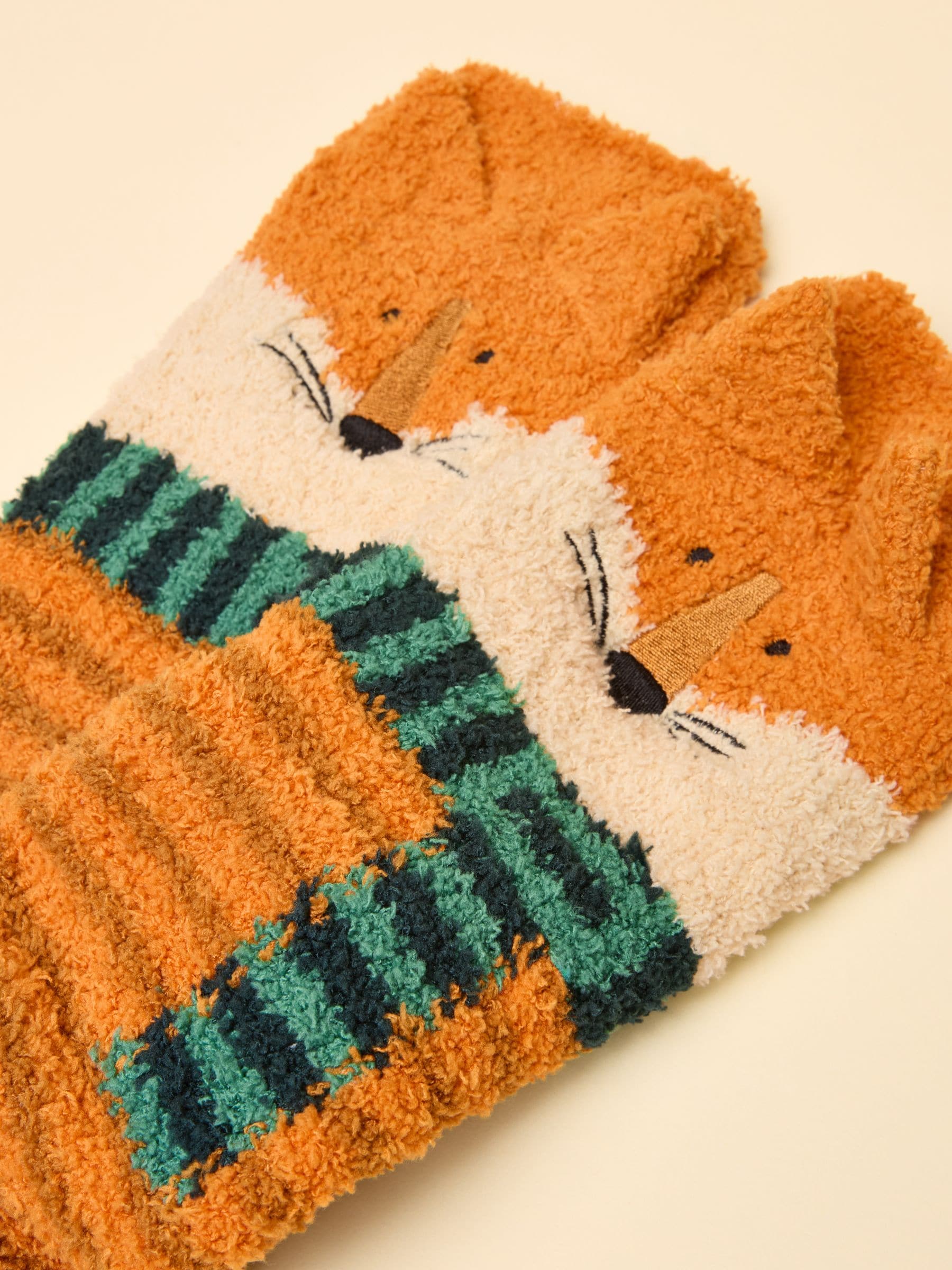 Oranje met vos - Joules Men's Fluffy Stripe Socks