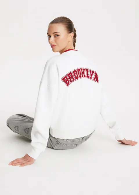 Sweater met print brooklyn off-white (WIT.O)