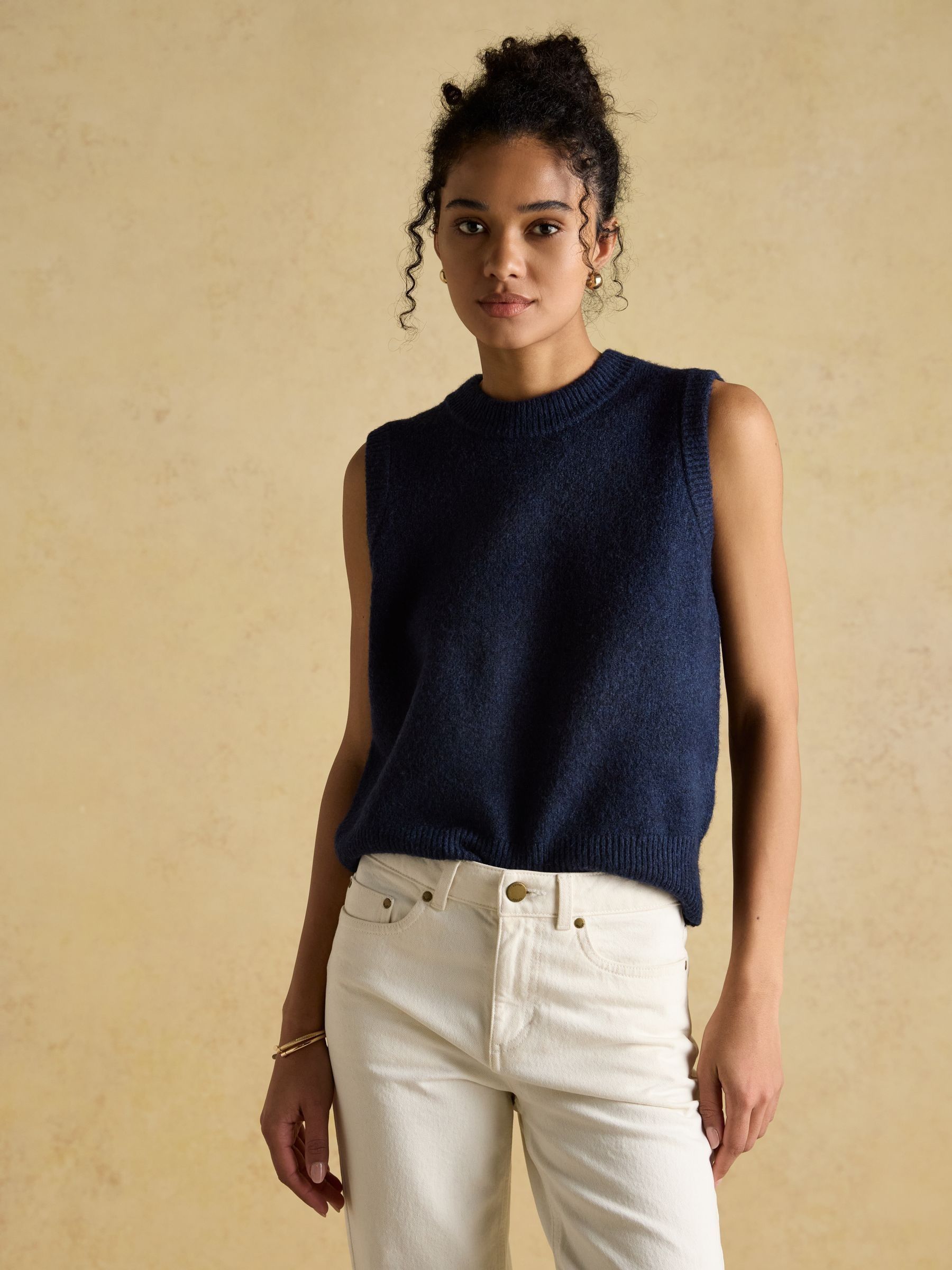 Marineblauw - Joules Holly Knitted Crew Neck Vest