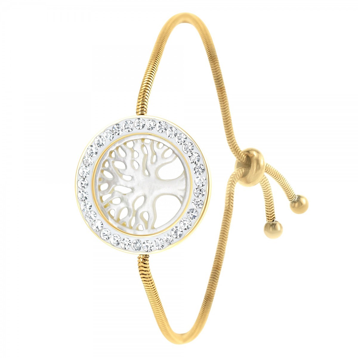 Bracelet arbre de vie en acier inoxydable SC Crystal