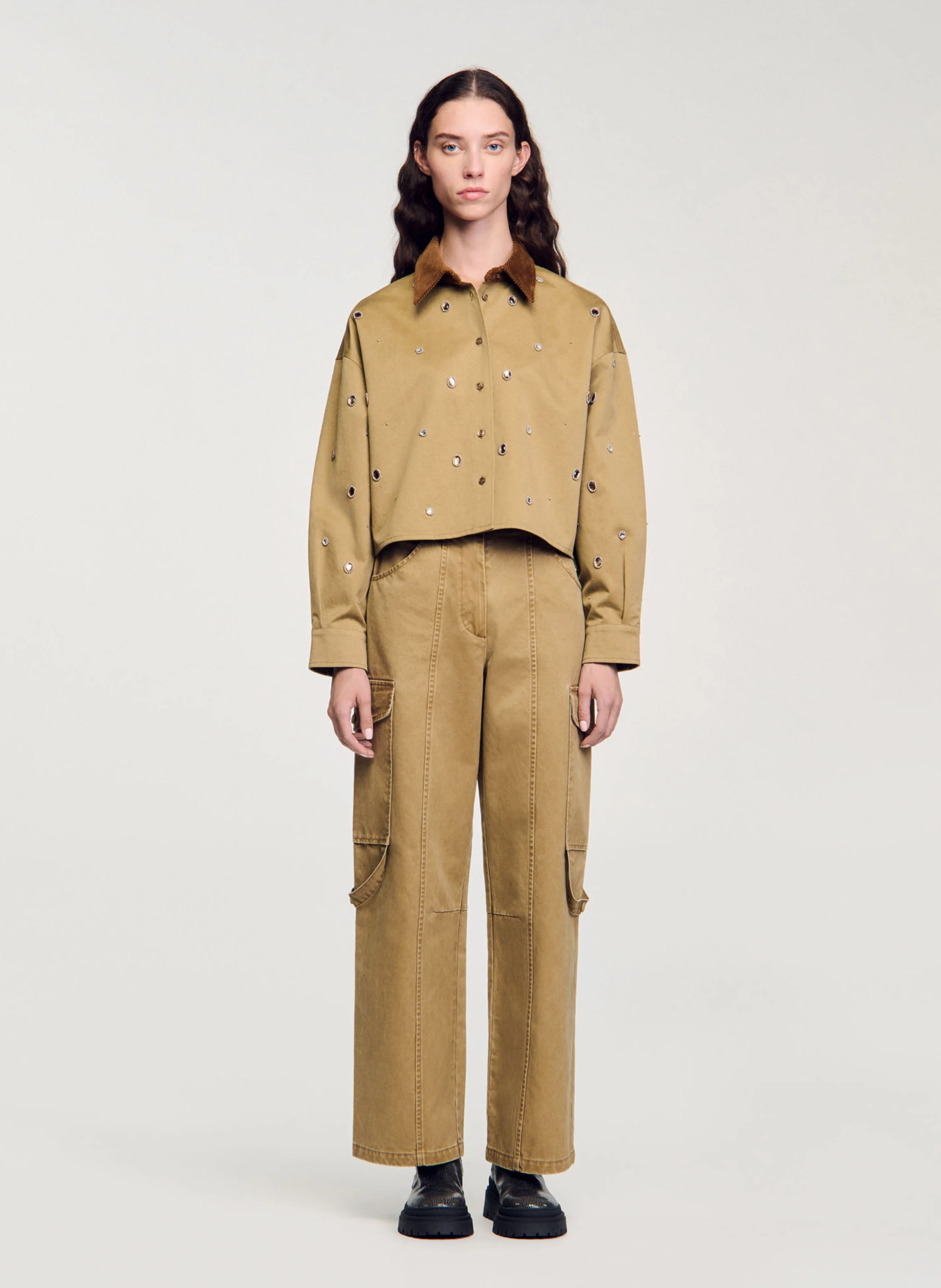 Veste col classique en coton | Kaki