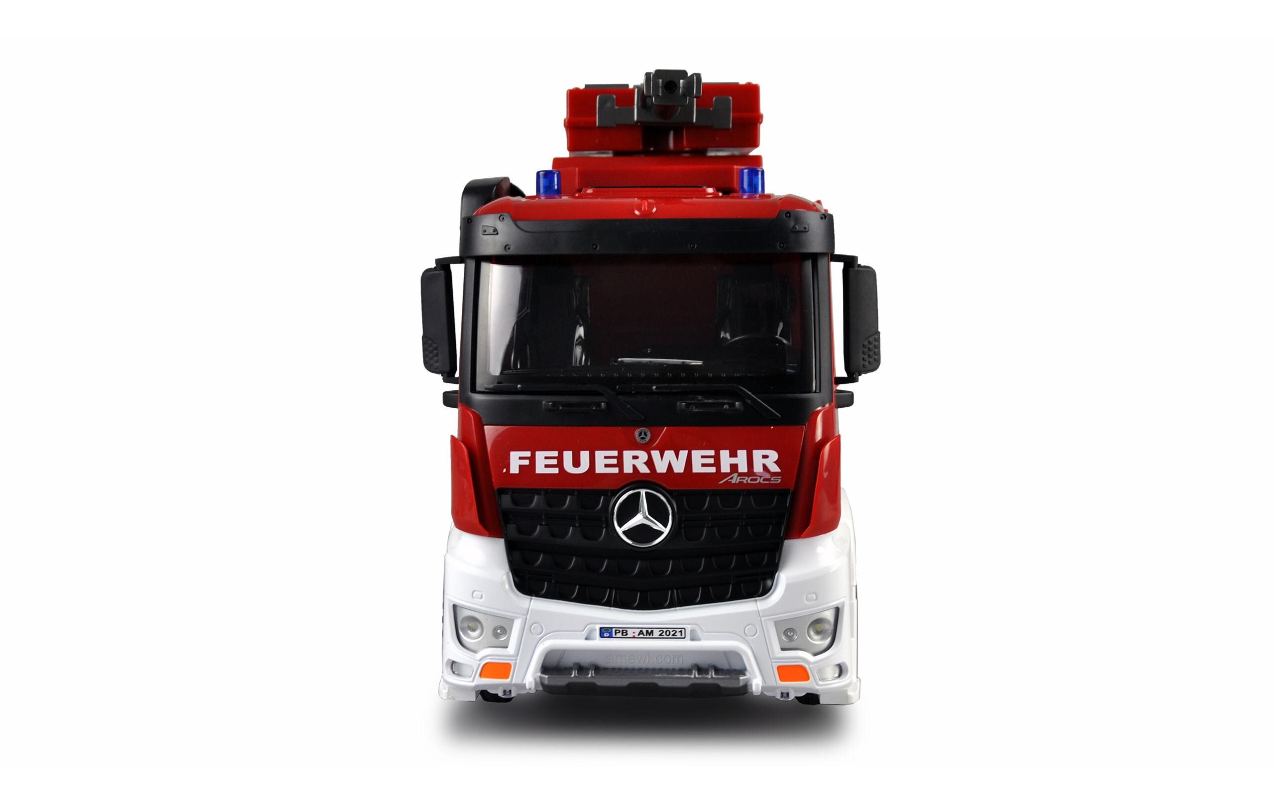 Mercedes Benz Arocs Feuerwehr Löschfahrzeug RTR, 1:18<br>Realistisches Feuerwehrauto mit Beleuchtung, Soundeffekten und Wasserwerfer