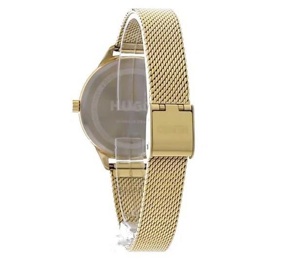 Hugo Flash Light Gold Mesh Strap Watch Womens