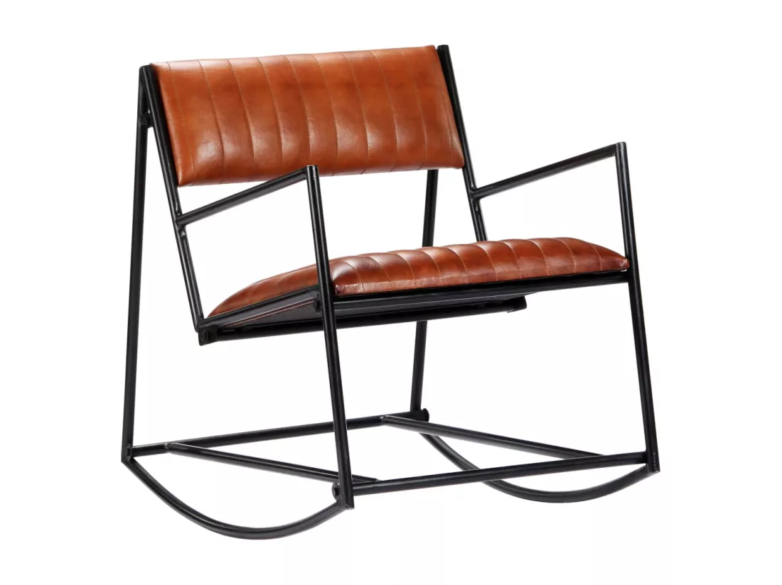 Chaise à bascule Marron Cuir véritable