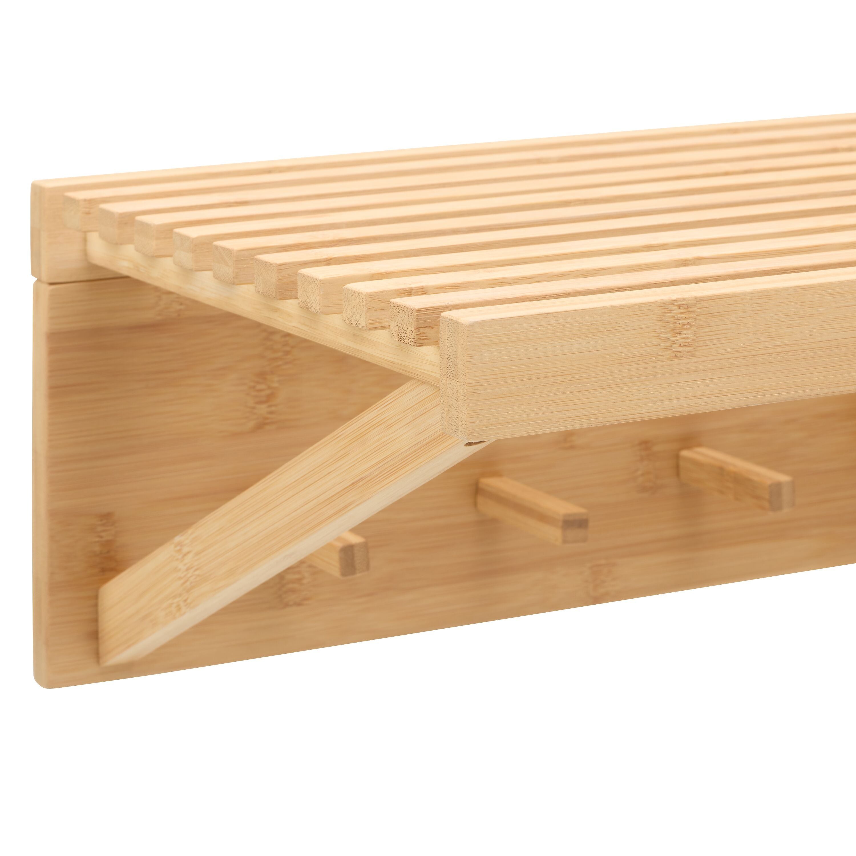 TED Wandgarderobe Bambus 90x30xH18cm - Bambus / B: 90.0 cm x T: 30.0 cm x H: 18.0 cm