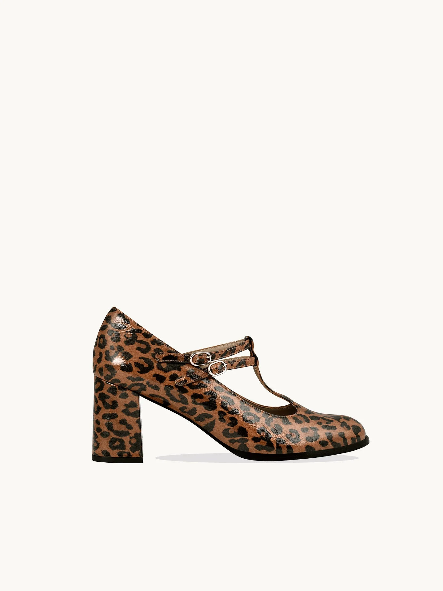 REY LEOPARD - Babies salomés léopard à talon en cuir verni | Multicolore