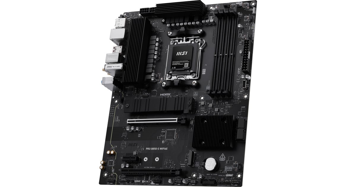 MSIPRO B850-S WIFI6E socket AM5 moederbord  (Zwart/zilver, RAID, 2.5Gb-LAN, Wi-Fi 6E, BT 5.3, Sound, ATX)
