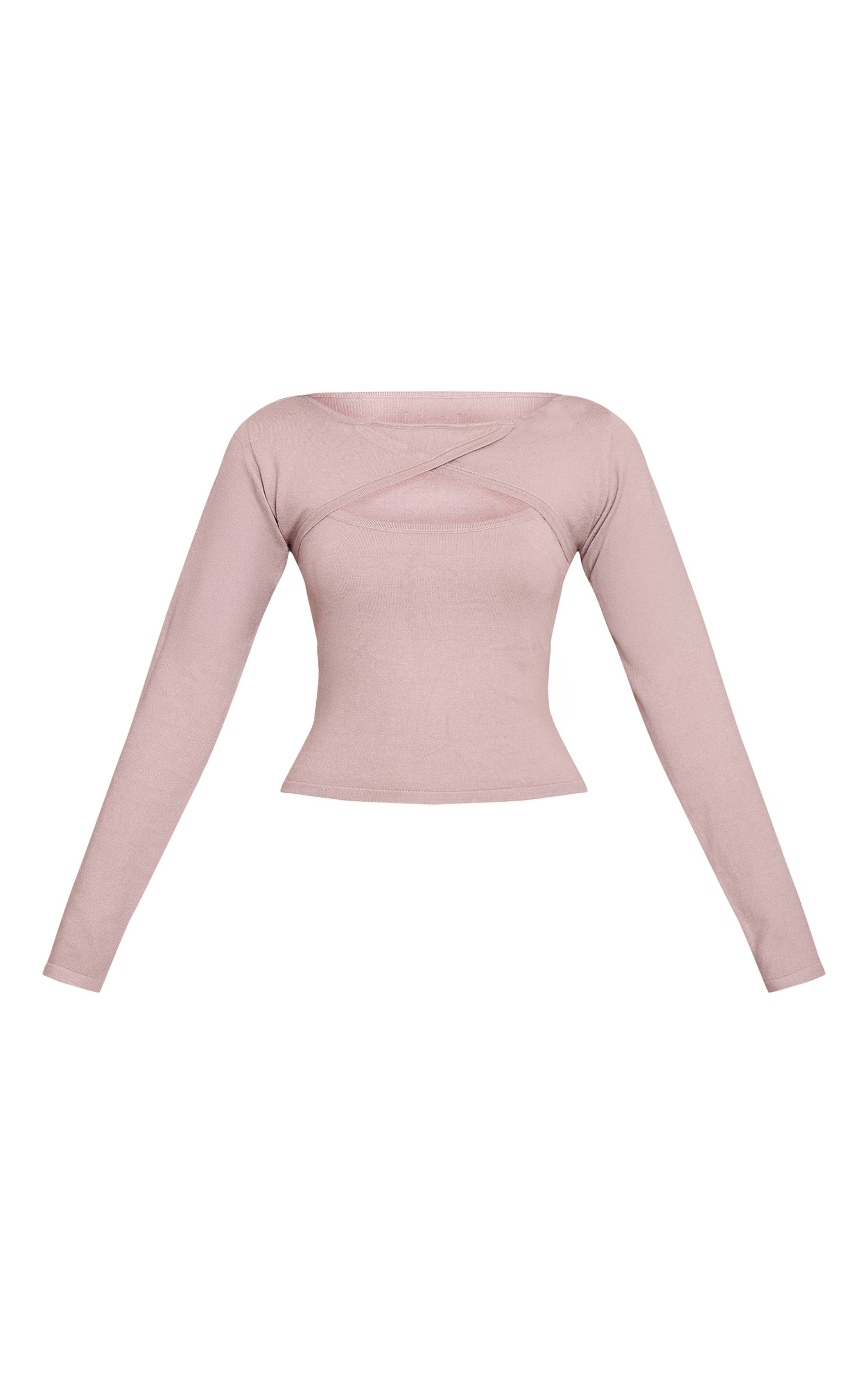 Gris Cardigan Cache-cœur En Maille Fine Avec Détails De Finitions Contrastées