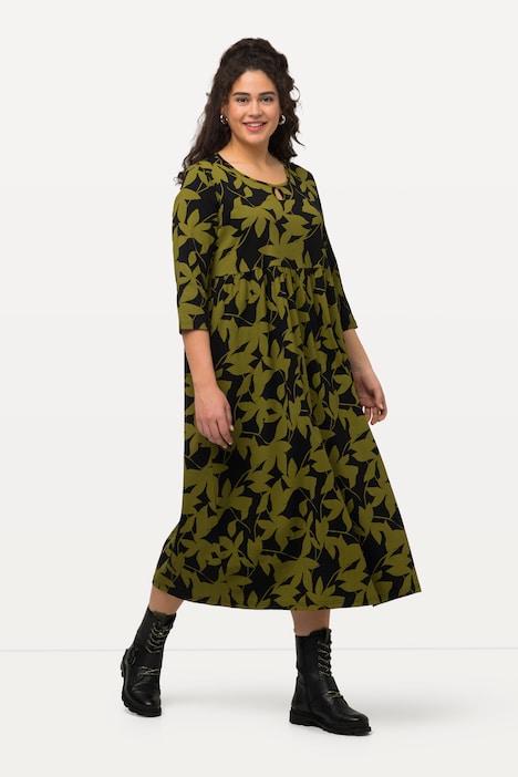 Jerseykleid, A-Linie, Taschen, Rundhals, 3/4-Arm