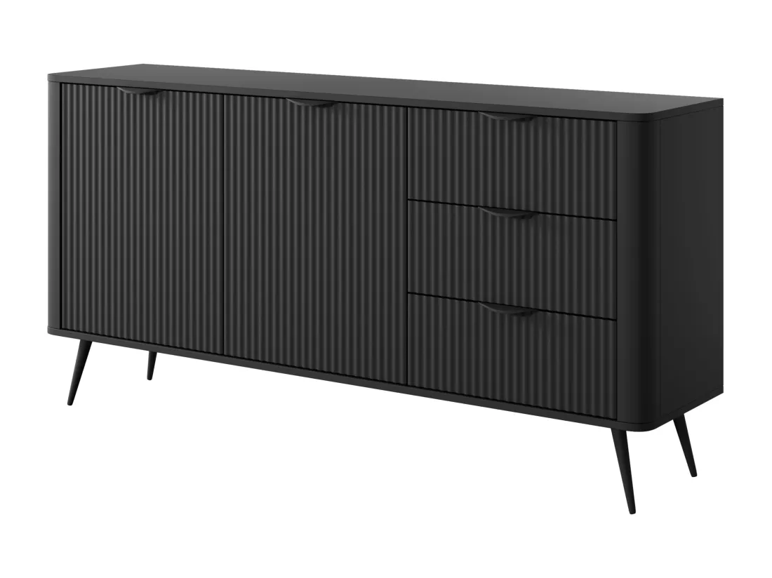 Buffet 2 portes et 3 tiroirs en MDF - Noir - ELONARIA II de Pascal Morabito