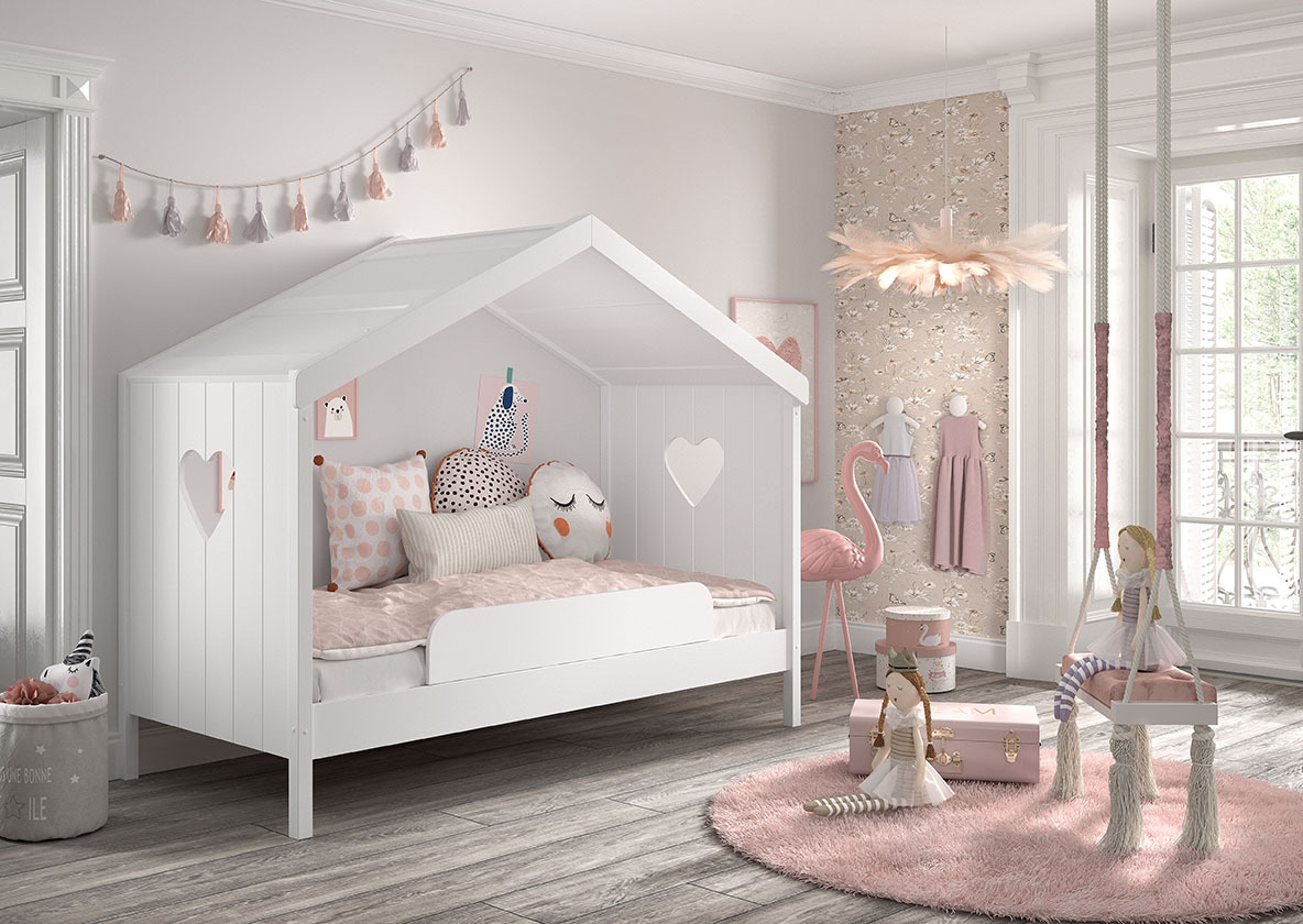 Hausbett AMORI - weiß - Kiefer massiv - 90x200 cm