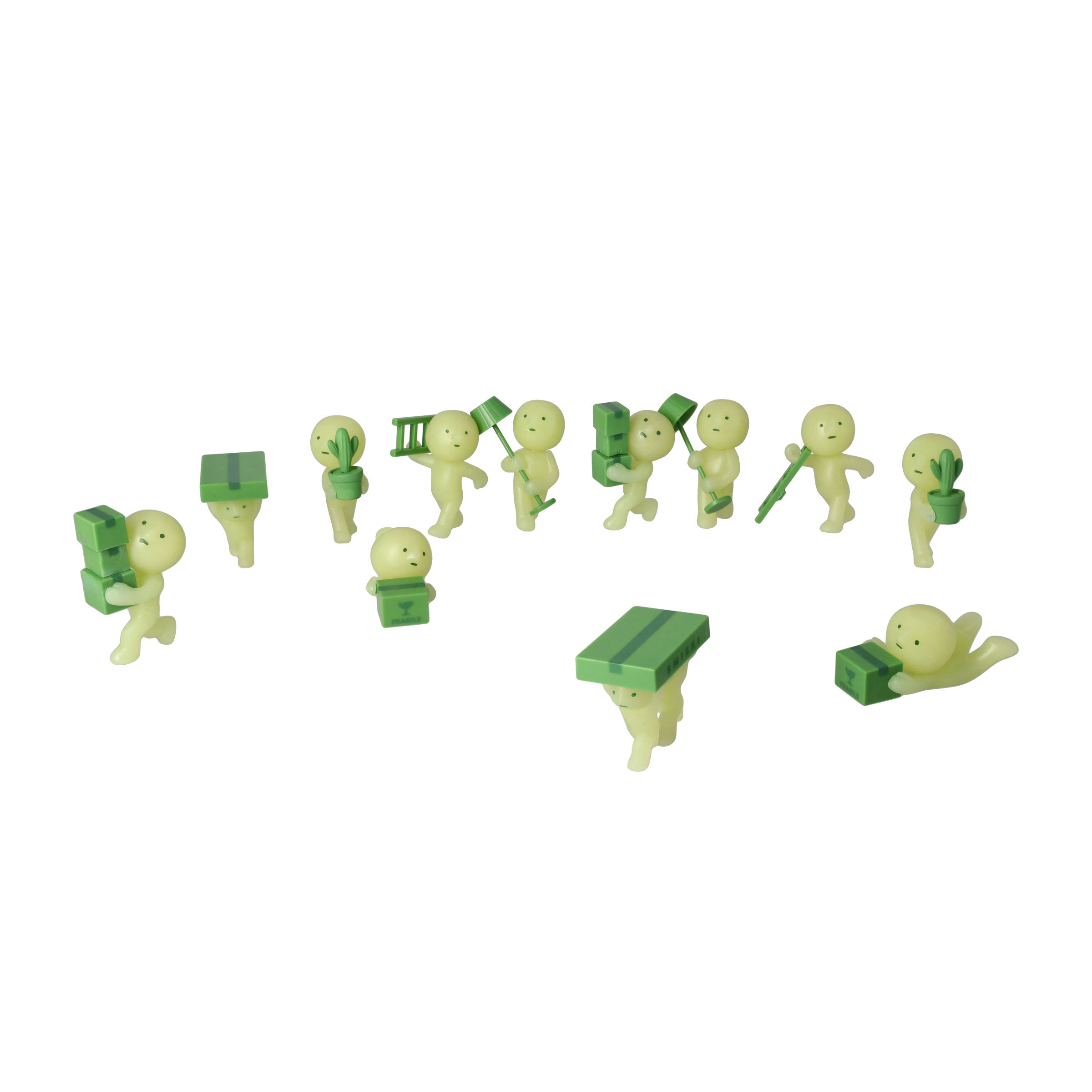 (12er Set) Miniatur Leuchtfiguren Glow in the Dark Überraschung Sammelfigur Fluoreszierende Aufsteller - Umzug