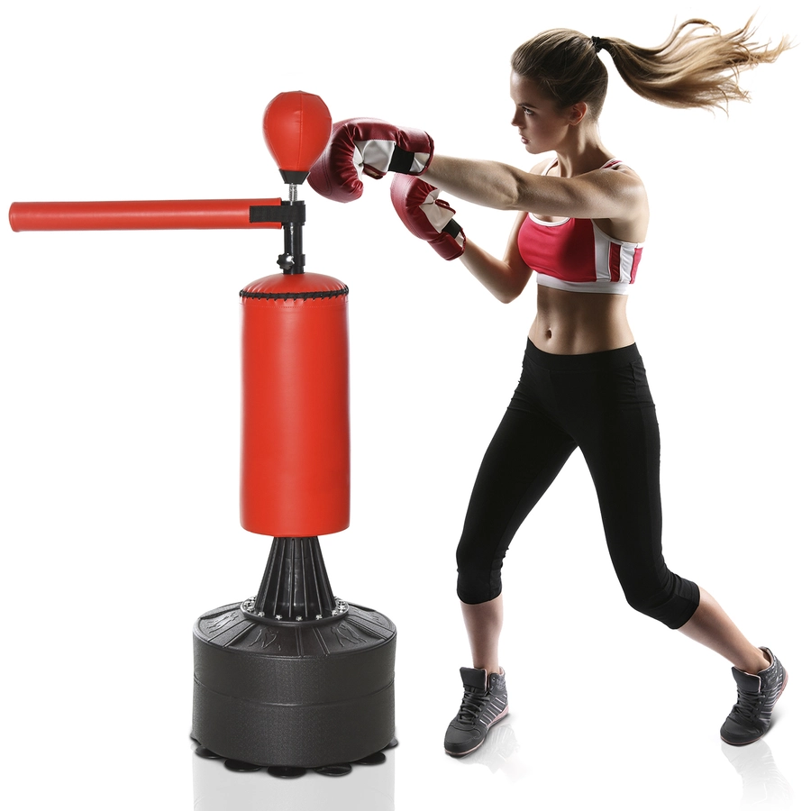 HOMCOM Boxtrainingsgerät mit drehbaren Arm schwarz, rot