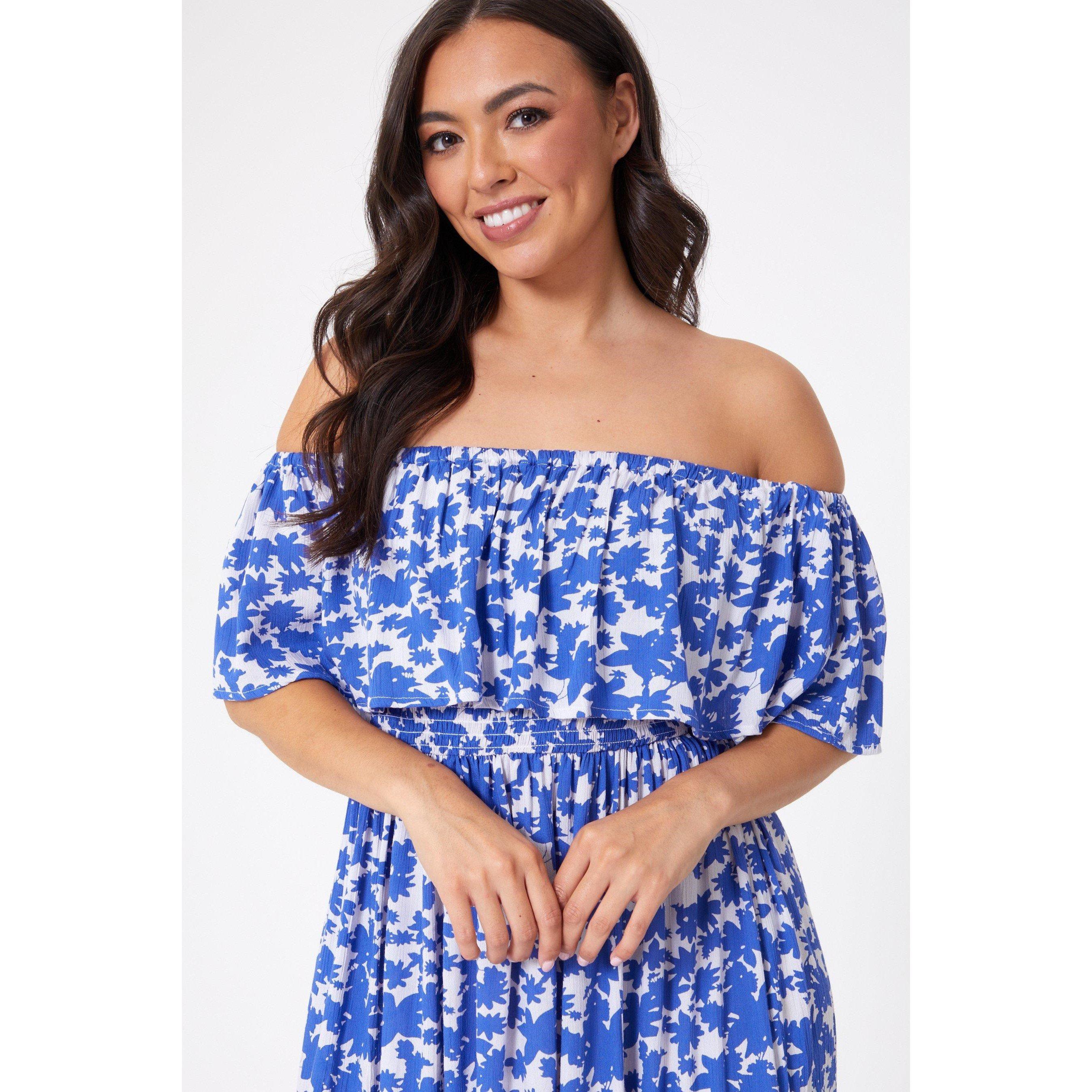 Be You Studio Bardot Crinkle Midi Dress