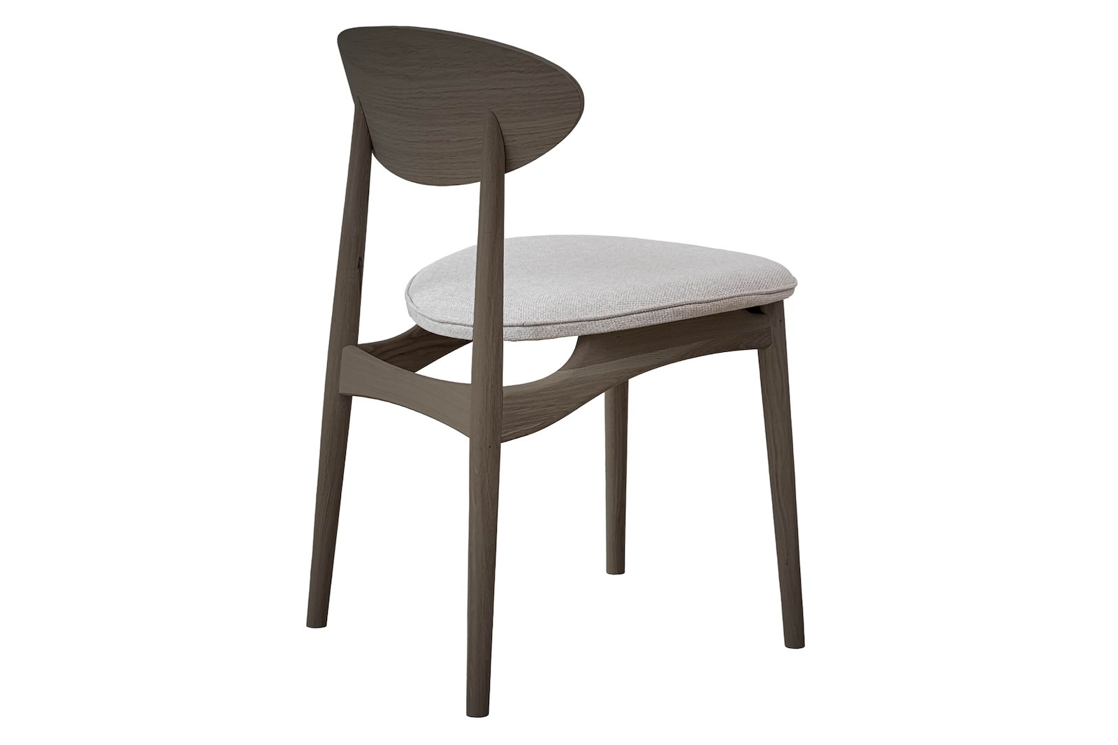 Karla spisestol I tekstil Neve 02 Offwhite med røkfarget eik ben.