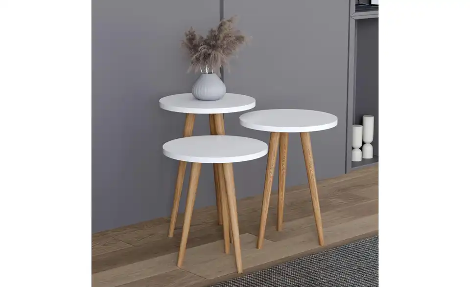 Couchtisch 3er-Set 34 cm 34 cm 34x34 Weiß