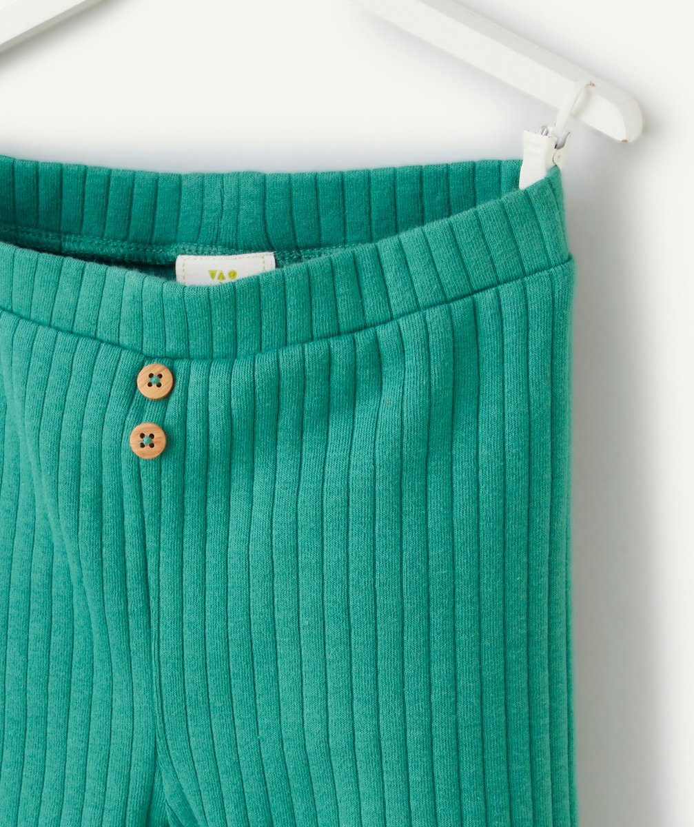 LEGGING BÉBÉ FILLE EN COTON BIO CÔTELÉ VERT