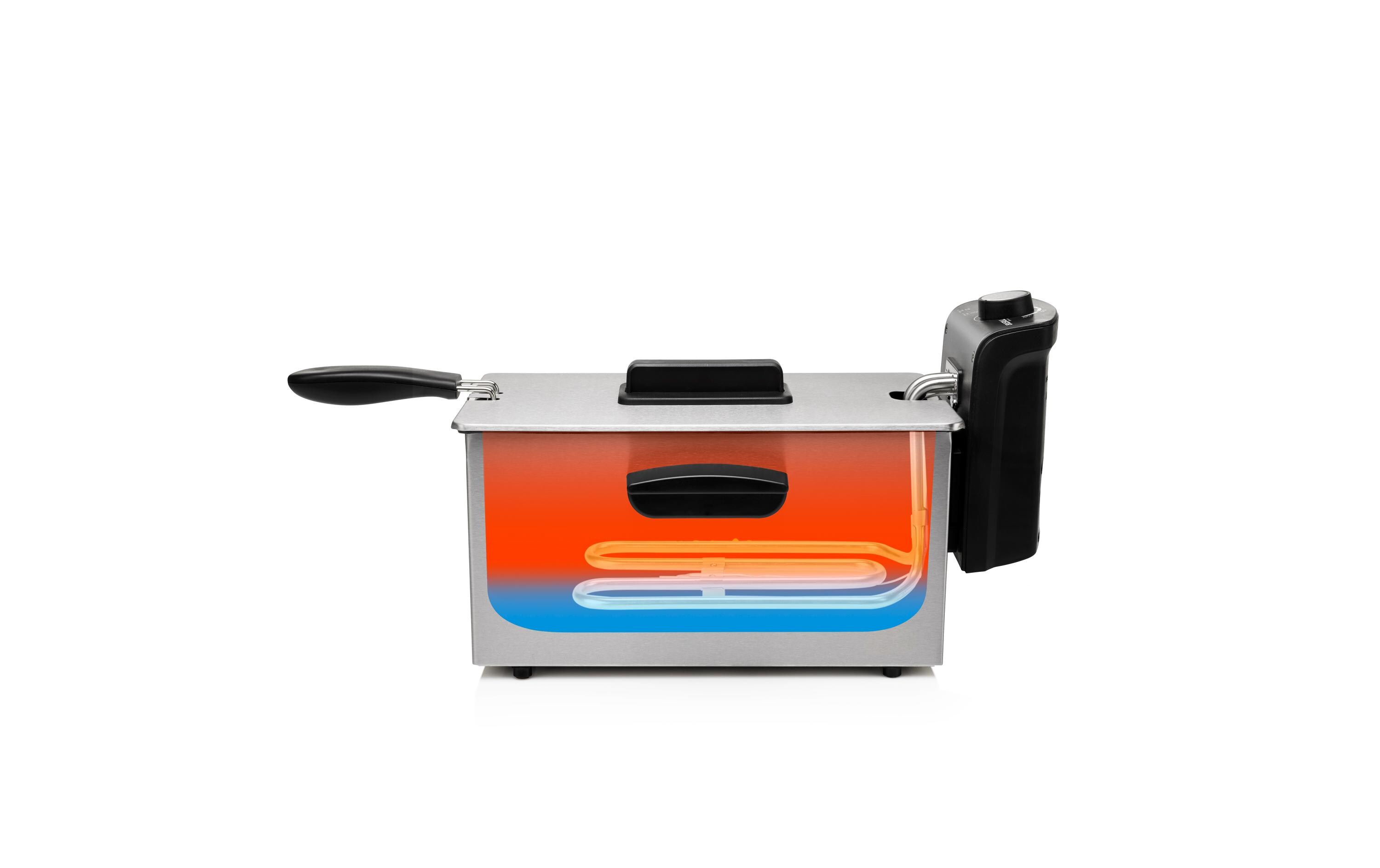 Fritteuse FR-6946 0.6 kg, SilberFritteuse mit 3 Liter Fassungsvermögen und 2000 W Leistung
