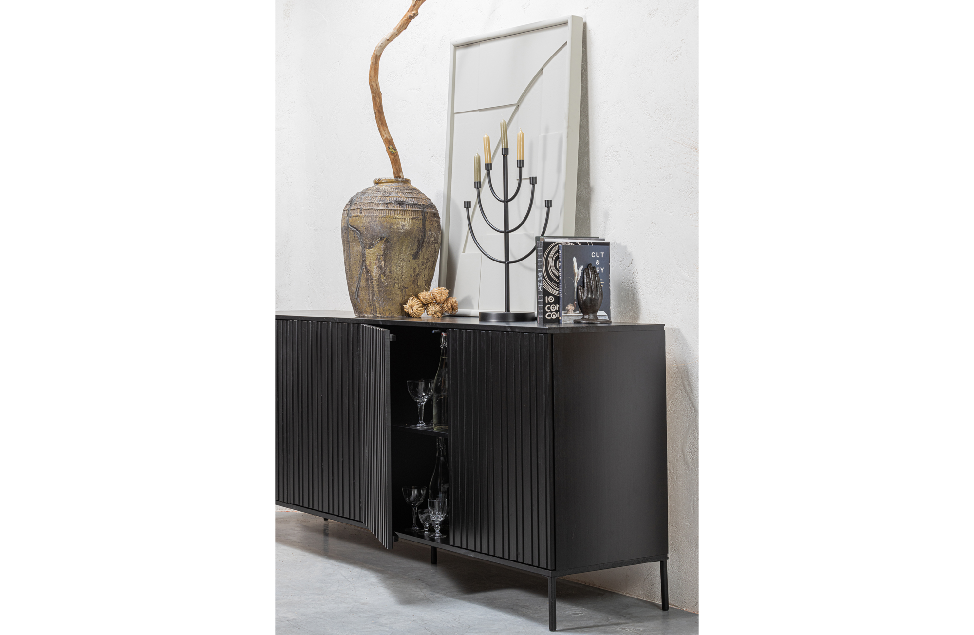 WOOOD Exclusive dressoir New Gravure - Zwart Dressoir New Gravure - Zwart