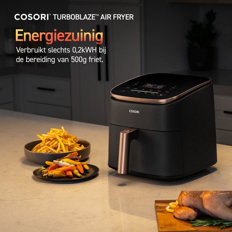 Cosori - TurboBlaze - Airfryer - Rosé Goud/Zwart - 6 Liter - 9 Programma's