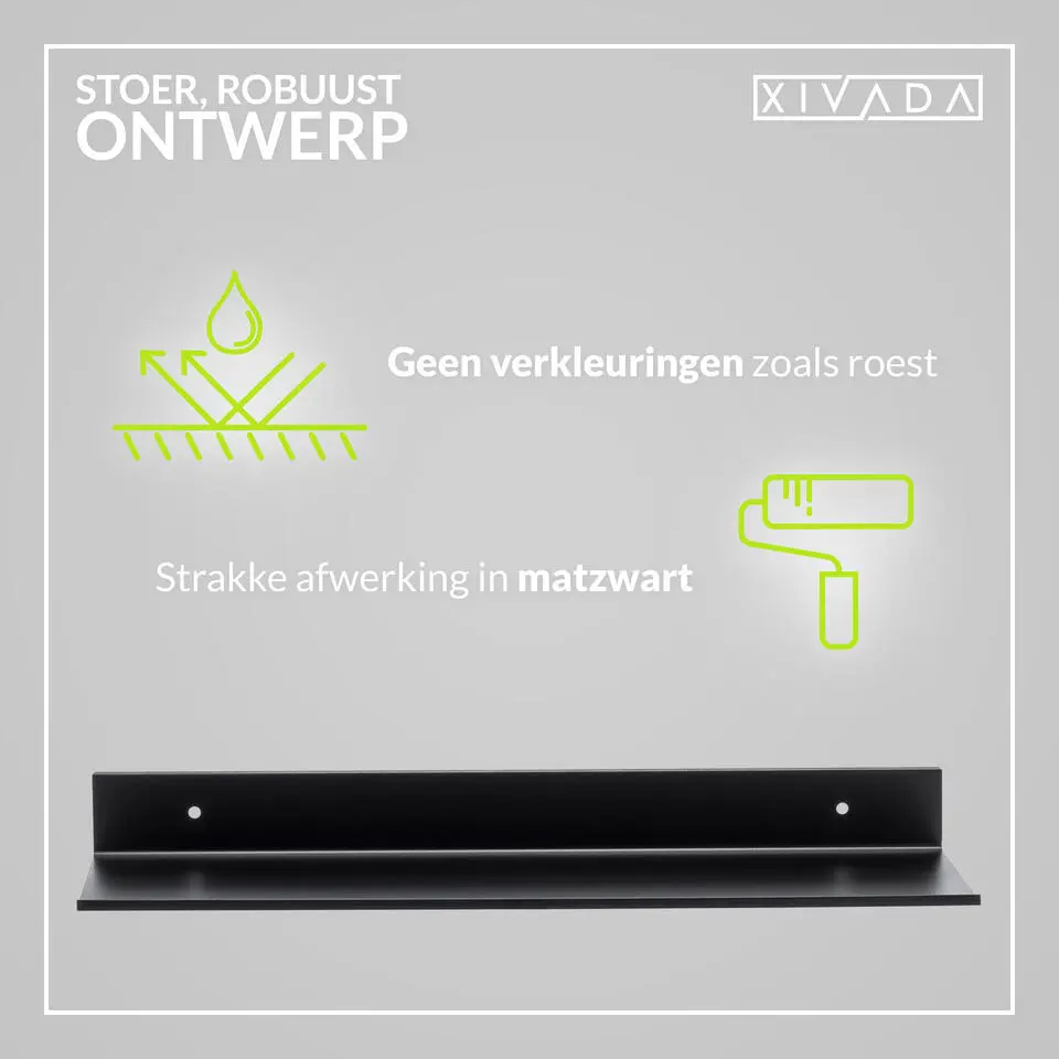 XIVADA Wandrek Rosa - Industrieel - Aluminium - Boren - Zwart - 60 cm