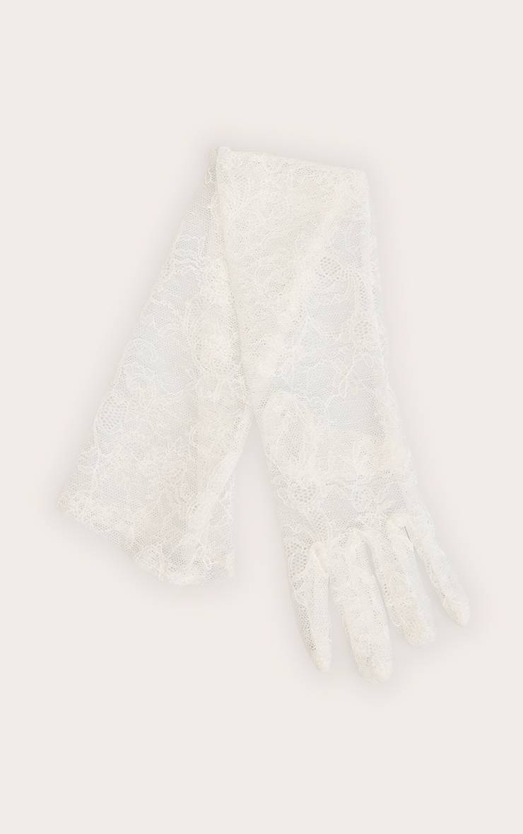 Blanc Gants Longs En Dentelle