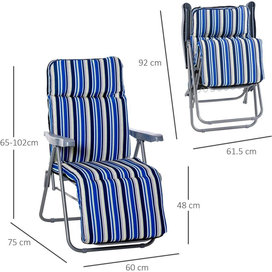 Outsunny Liegestuhl Set inklusive Polsterauflagen blau