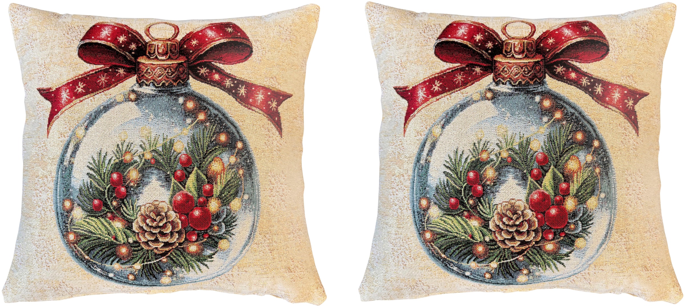 HOME WOHNIDEEN Kissenhülle »CHRISTMAS BALL« ohne Füllung, Gobelin, SET