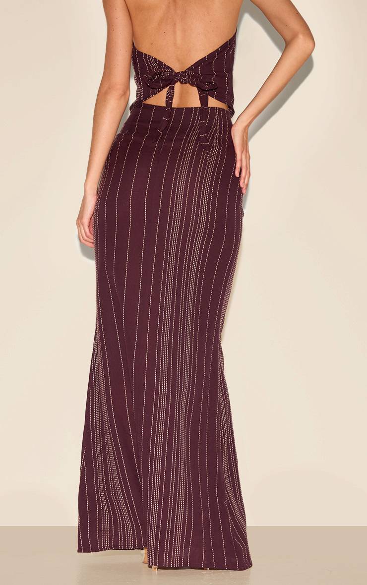 Marron Foncé Jupe Longue Tissée